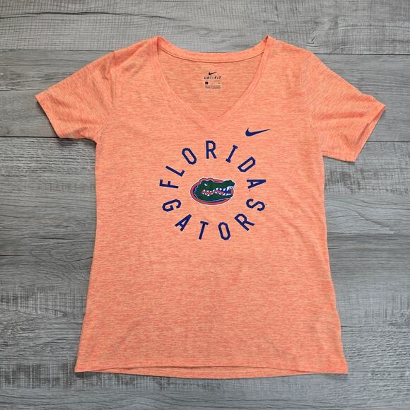 Nike Dri-Fit Orange Florida Gators Top WMNS S Short Sleeve Graphics V-neck Tee - Picture 3 of 5